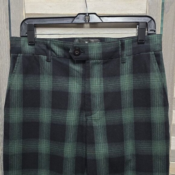 Plaid Tailored Suit Pants | Houston White | Green 30x32 - Picture 4 of 9